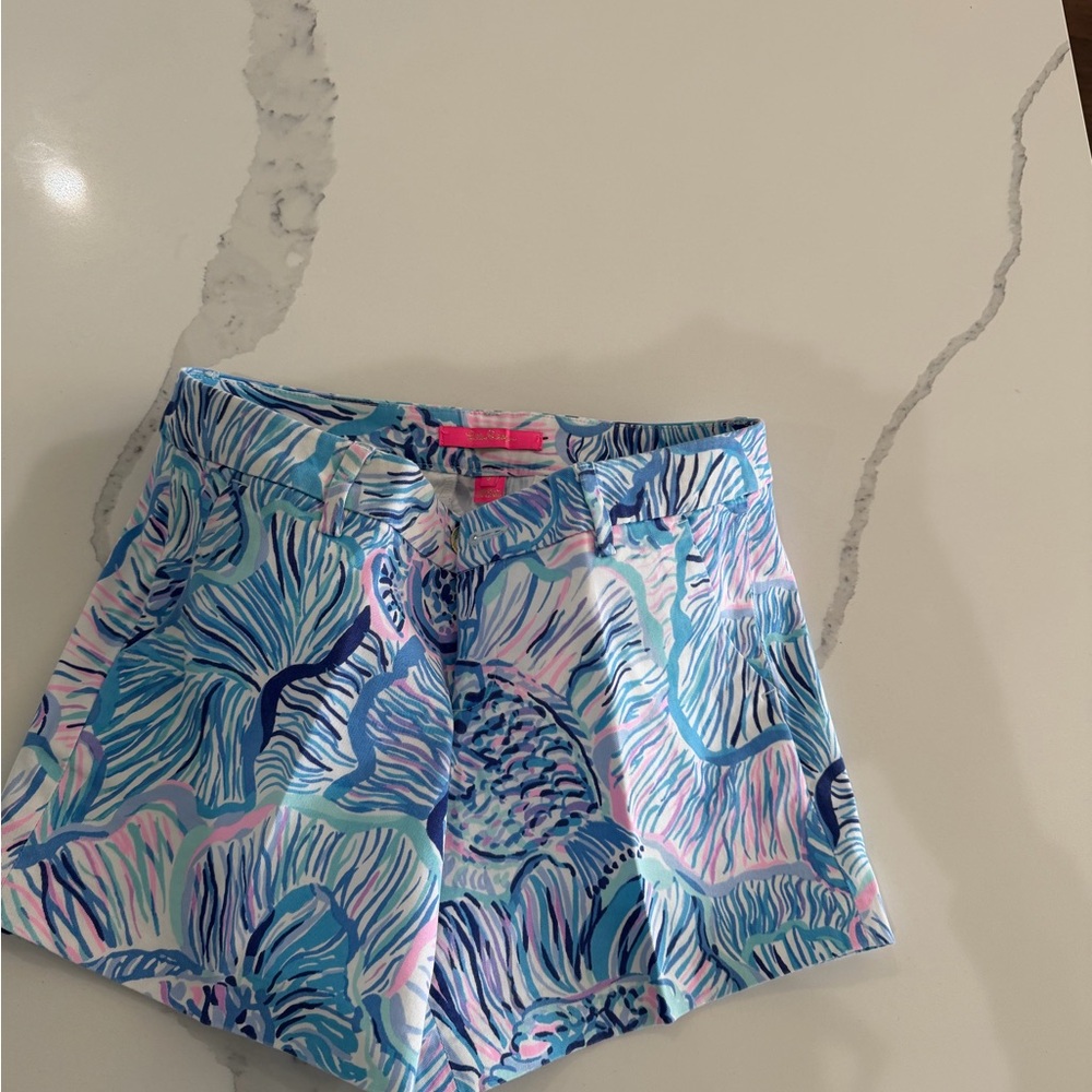 Lilly Pulitzer Pink, Blue & Aqua Abstract Print Shorts